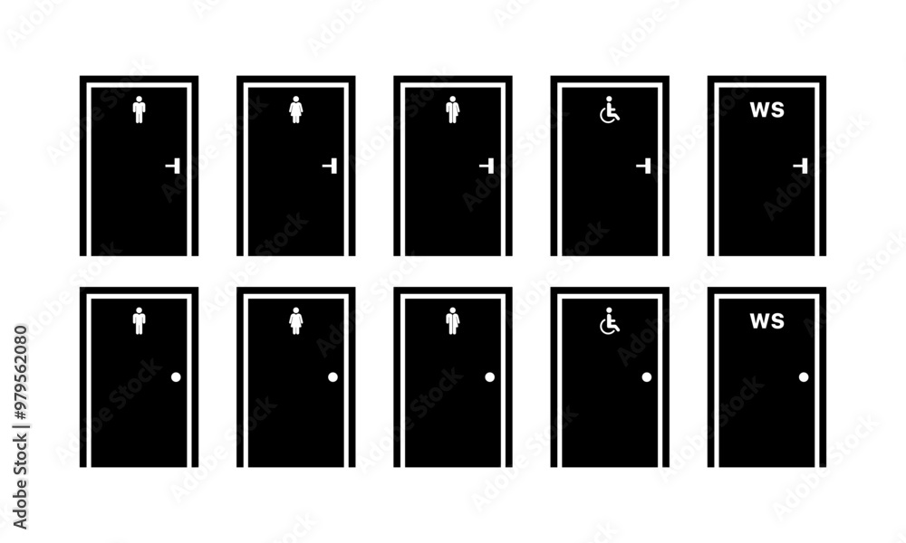 Lavatory set icons. Silhouette style. Vector icons. Lavatory set icons. Silhouette style. Vector icons.