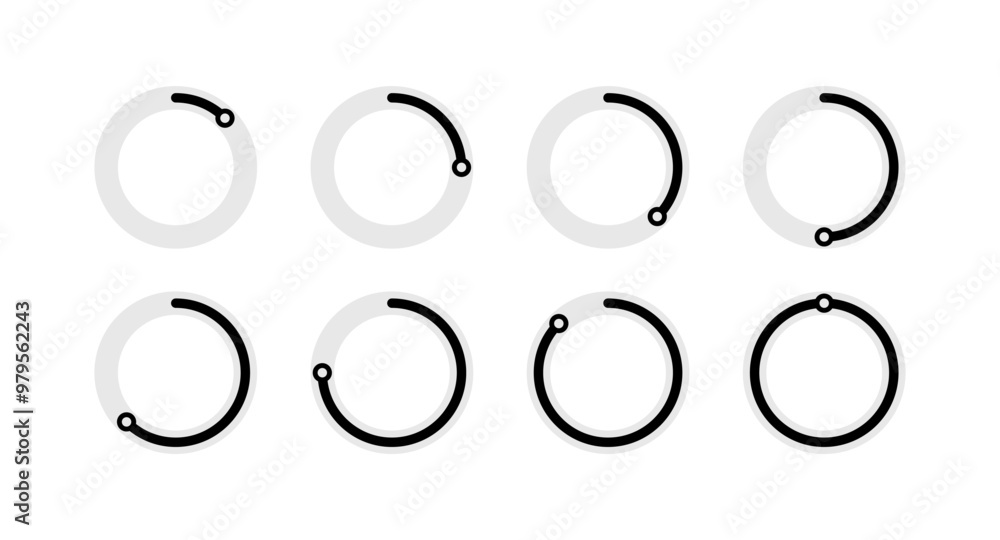 Loading set icons. Silhouette and flat style. Vector icons. Loading set icons. Silhouette and flat style. Vector icons.