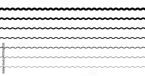 Zigzags set icons. Linear style. Vector icons.