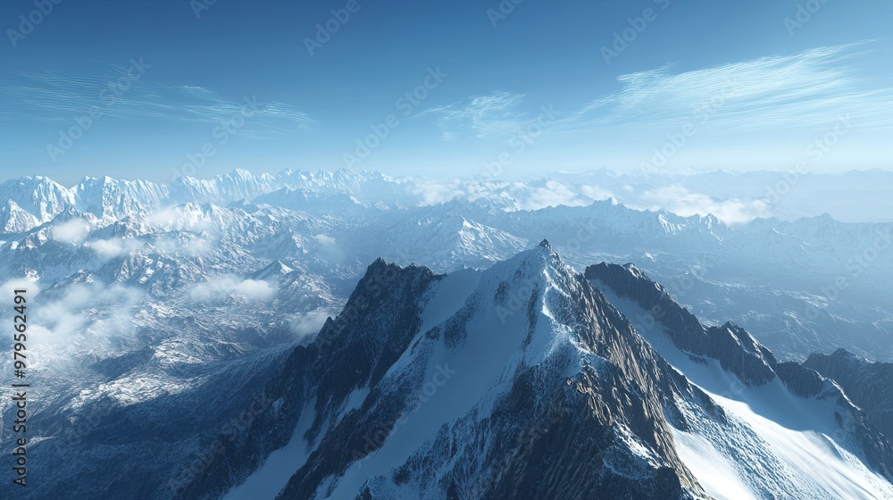 Naklejka premium Winter mountain fir forest snowy panorama 