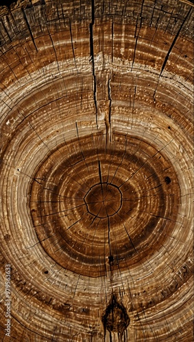 Close-up of tree rings on a freshly cut log, showing intricate growth patterns.