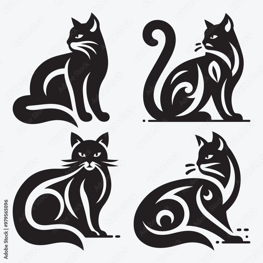 Cat Silhouette Bundle Clip Art Vector Illustration for Animal Lovers Cat Silhouette Bundle Clip Art Vector Illustration for Animal Lovers