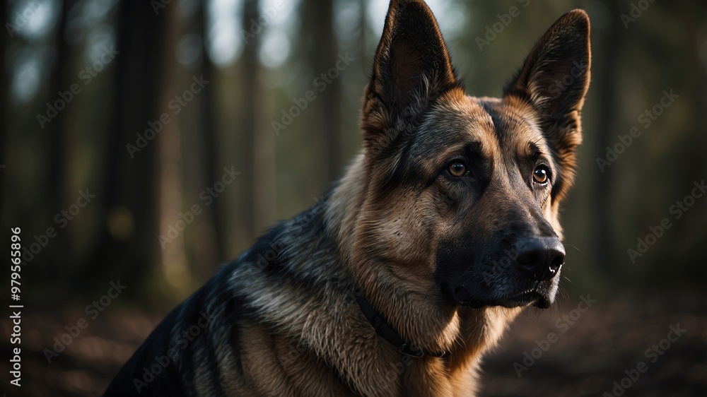 Closeup of a german shepherd's focused expression Closeup of a german shepherd's focused expression