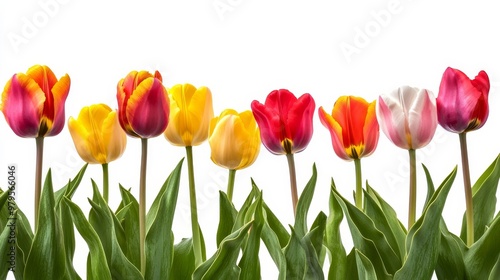 Isolated spring tulips on white