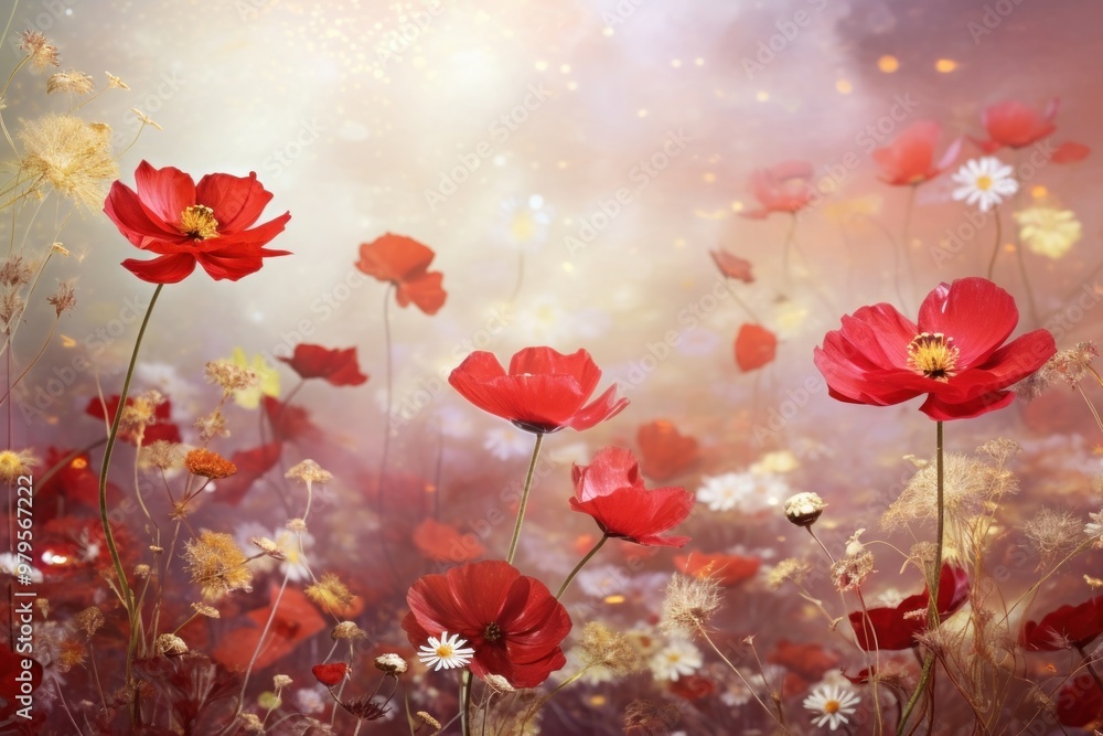 Obraz premium Chinese New Year style of wildflower meadow backgrounds outdoors blossom.