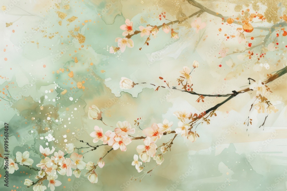 Cherry blossom watercolor background backgrounds flower plant. Cherry blossom watercolor background backgrounds flower plant.