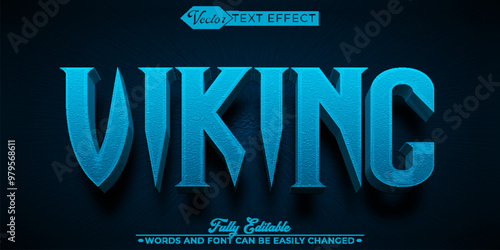 Blue Silver Viking Vector Editable Text Effect Template