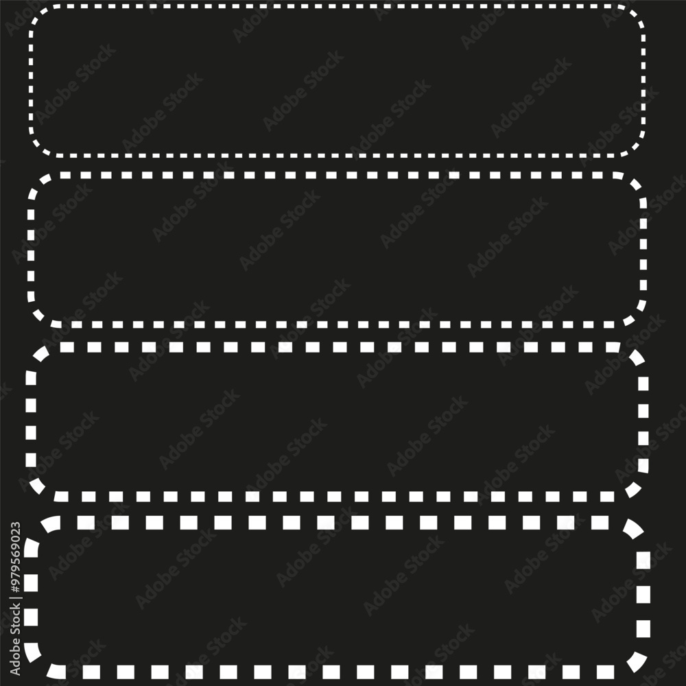 Dashed rectangle frames. Outlined box shapes. Decorative dashed borders. Geometric frame vector. Dashed rectangle frames. Outlined box shapes. Decorative dashed borders. Geometric frame vector.