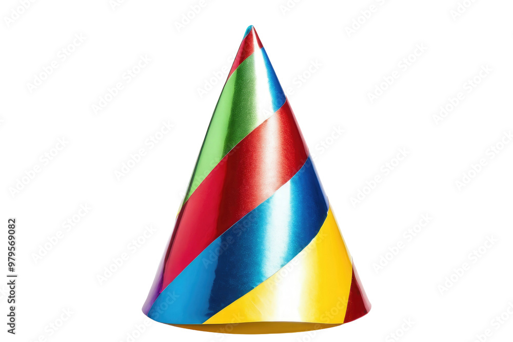 Colorful party hat, full body centered, isolation on a white background, stock photo style, vibrant hues, crisp edges, shadow detailing, studio lighting, high resolution Colorful party hat, full body centered, isolation on a white background, stock photo style, vibrant hues, crisp edges, shadow detailing, studio lighting, high resolution