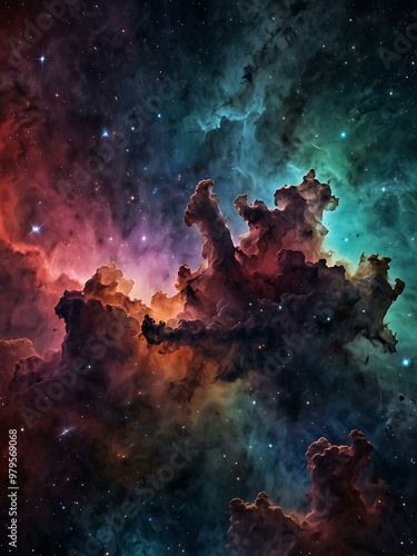 Colorful nebula and space patterns