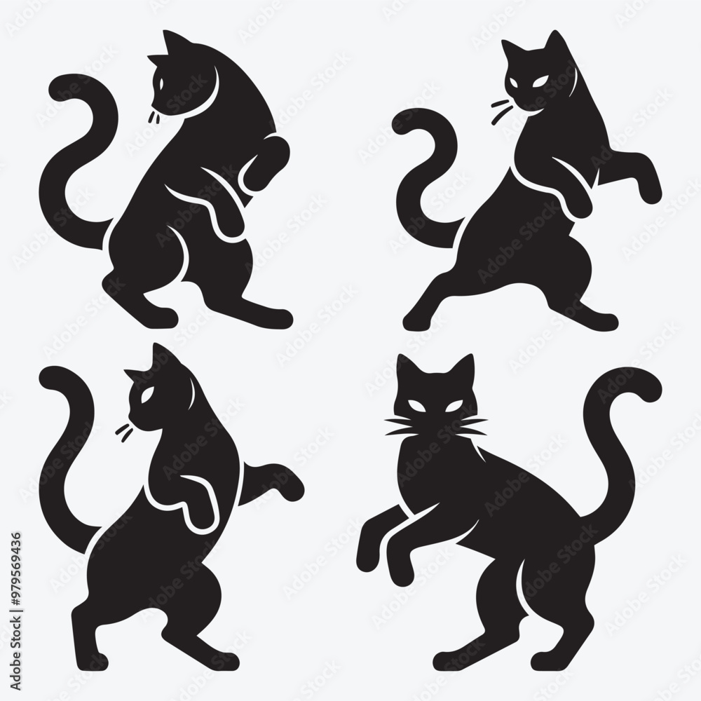 Cat Silhouette Bundle Clip Art Vector Illustration for Animal Lovers Cat Silhouette Bundle Clip Art Vector Illustration for Animal Lovers