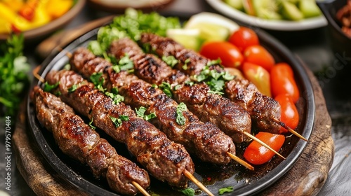 Skewered liver kebab in Turkish cuisine, Arabic origins.