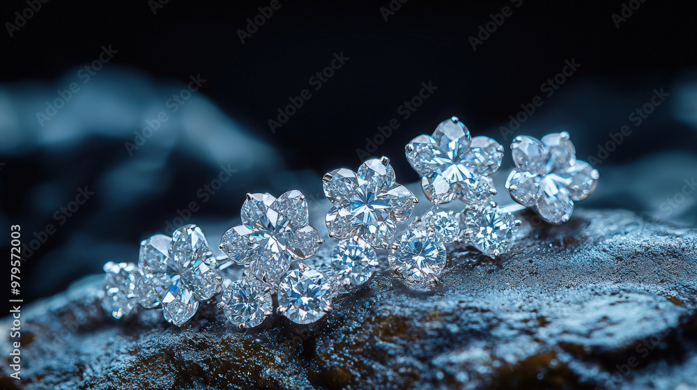 A stunning cluster of diamonds forms beautiful celestial map, showcasing intricate floral designs that sparkle against dark background. brilliance of each diamond captures essence of elegance and luxu A stunning cluster of diamonds forms beautiful celestial map, showcasing intricate floral designs that sparkle against dark background. brilliance of each diamond captures essence of elegance and luxu