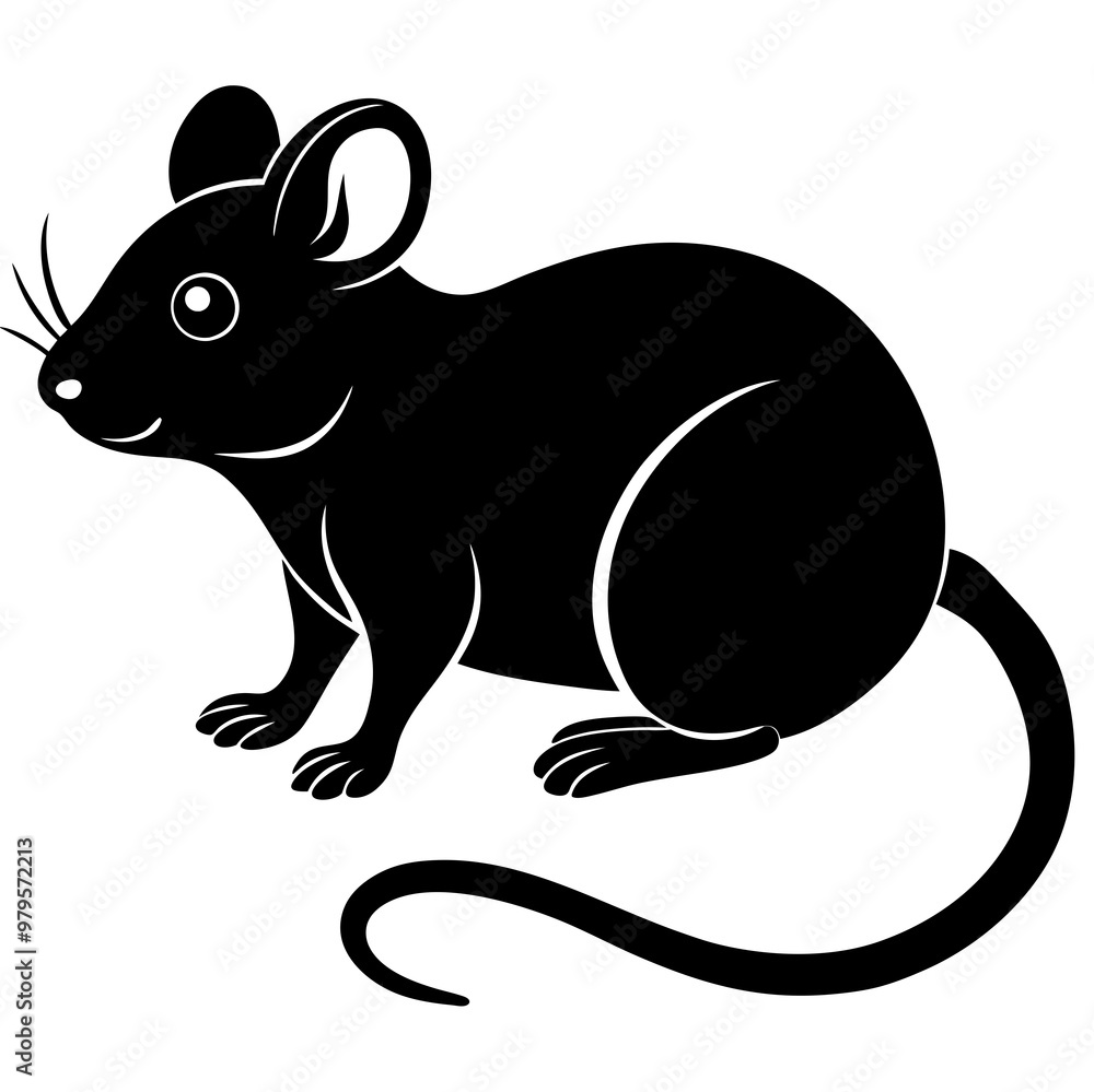 Fototapeta premium Mouse illustration in black and white style for wildlife and pet concepts