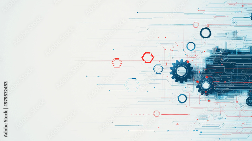 A blue and white background with a lot of hexagons and dots A blue and white background with a lot of hexagons and dots