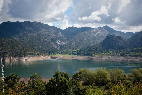 beautiful landscape in Galicia Spain on the river with mountains photo