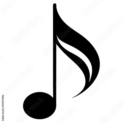 Musical note illustration in black and white style for music and creativity concepts