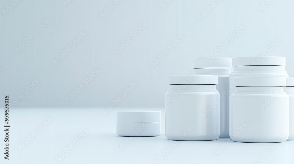 Nutraceutical supplements, in sleek futuristic packaging, 3D illustration Nutraceutical supplements, in sleek futuristic packaging, 3D illustration