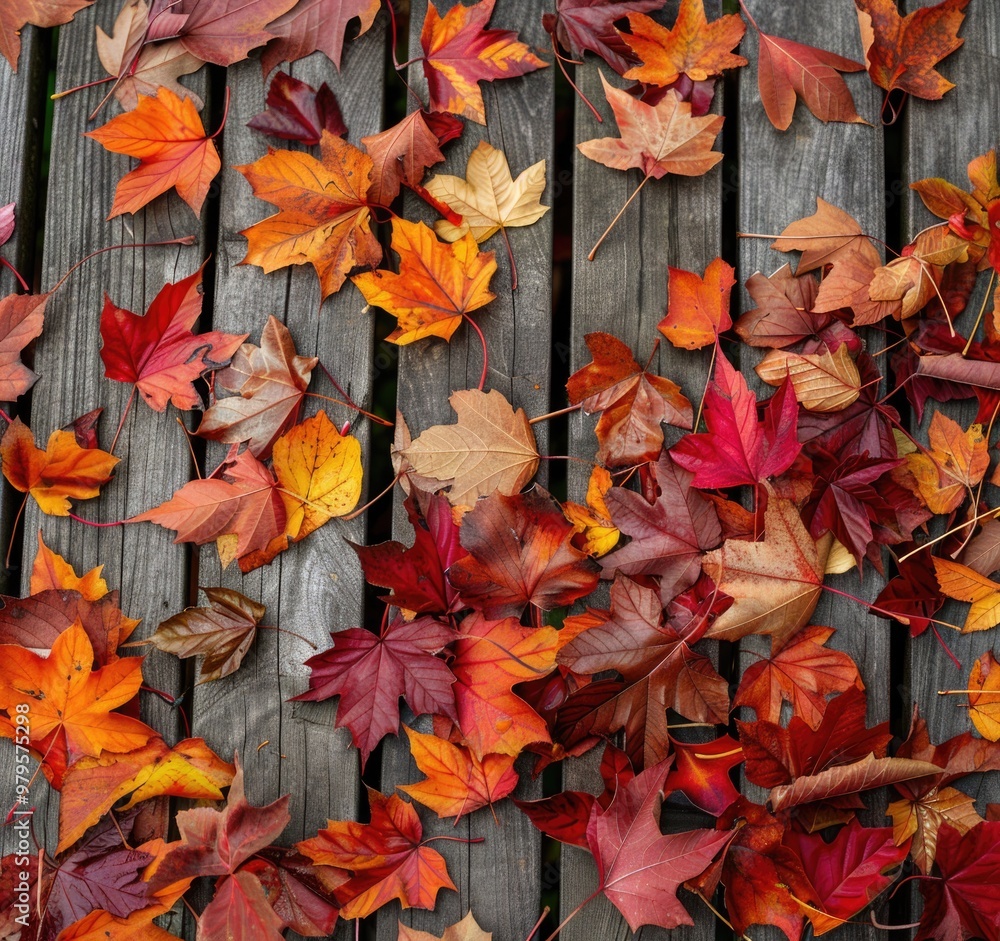 Autumn dried leaves on wooden table flat lay, top view, copy space. Autumn dried leaves on wooden table flat lay, top view, copy space.