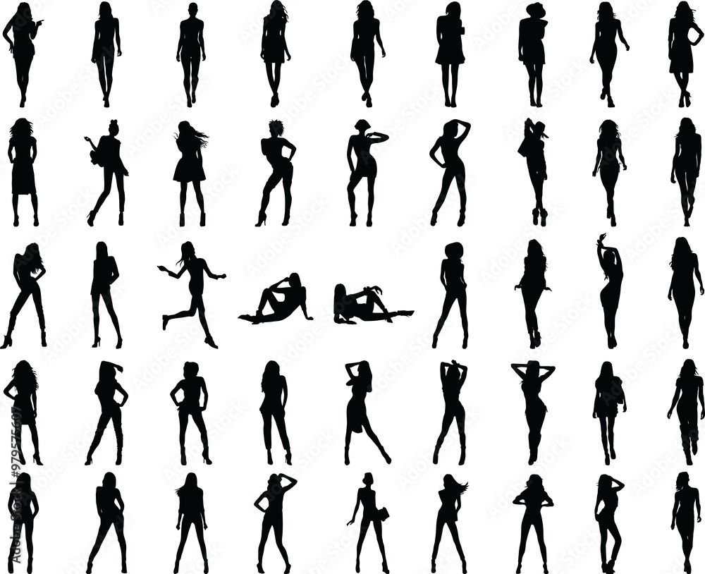 Black silhouettes of beautiful and sexy girls Black silhouettes of beautiful and sexy girls