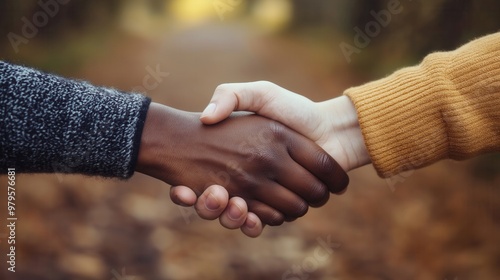 Close-Up Handshake Symbolizing Agreement and Partnership photo