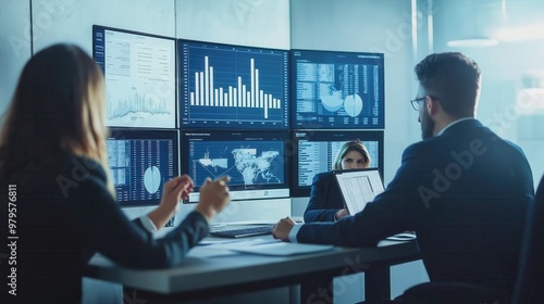 Data-Driven Business Meeting with Analytics Dashboard