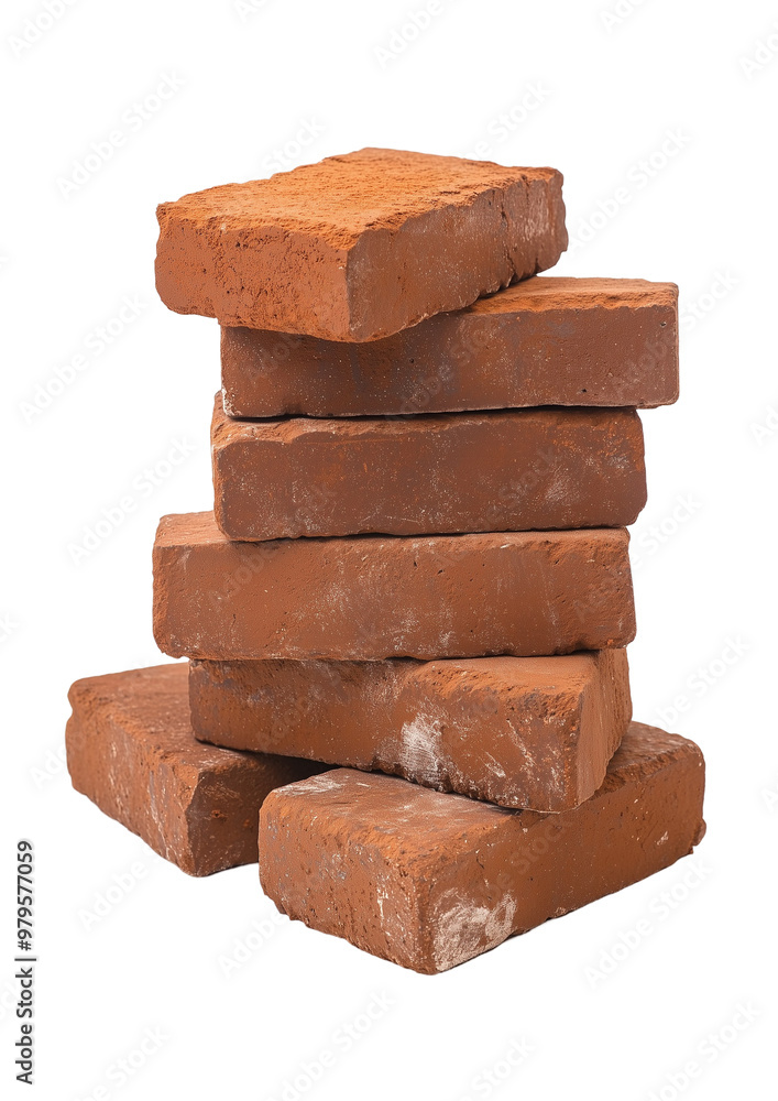 Stack of red bricks isolated on transparent background, perfect for construction, building materials, and industrial design Stack of red bricks isolated on transparent background, perfect for construction, building materials, and industrial design