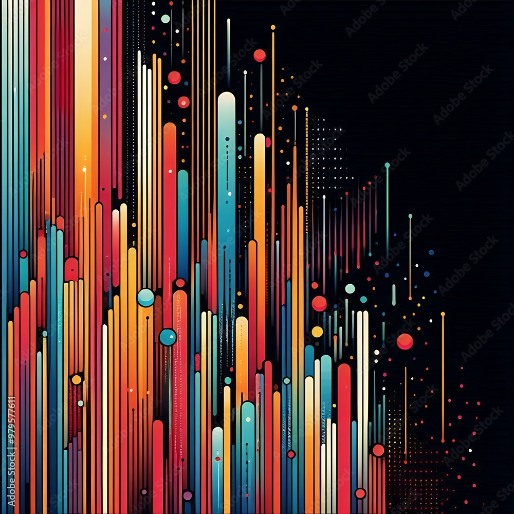 Neon Pulse: Abstract Cityscape of Vibrant Light Bars and Circles with Generative AI. Neon Pulse: Abstract Cityscape of Vibrant Light Bars and Circles with Generative AI.