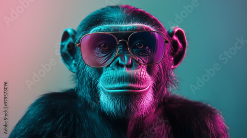 Wallpaper Mural Funny ape on colorful background Torontodigital.ca