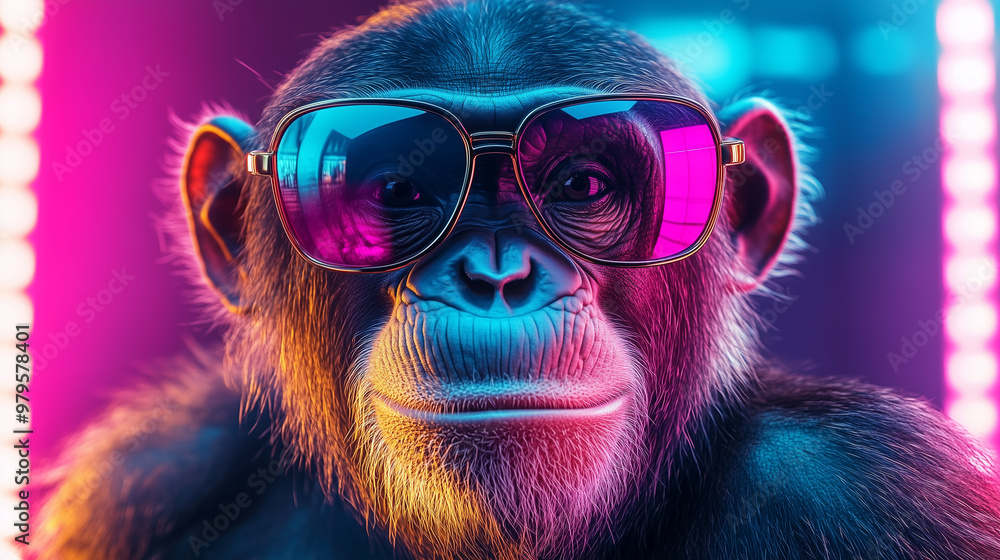Funny ape on colorful background Funny ape on colorful background