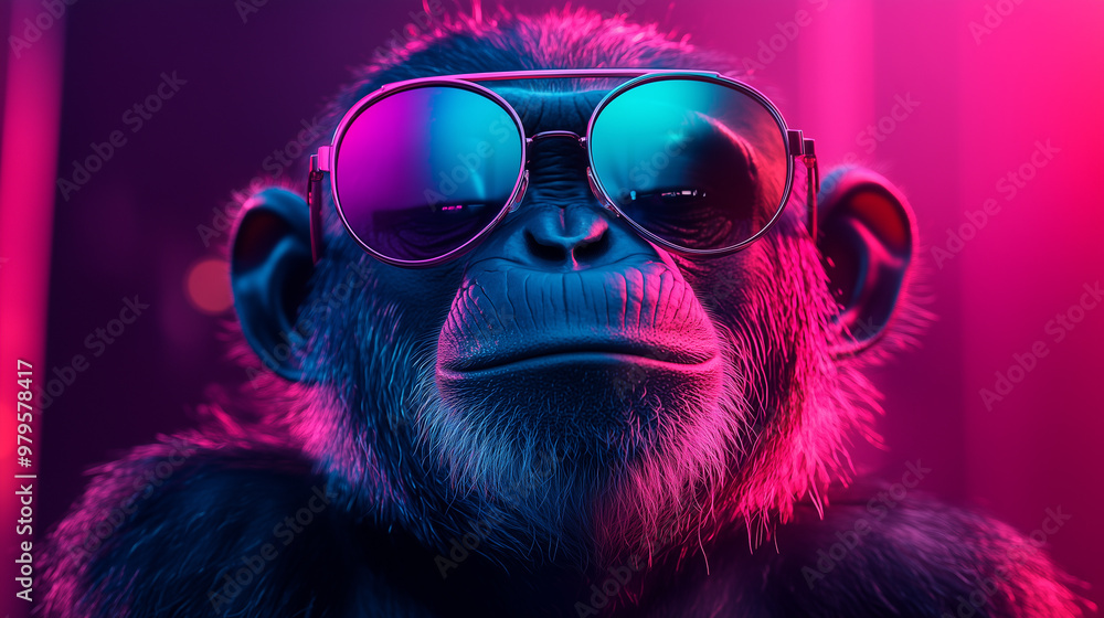 Funny ape on colorful background Funny ape on colorful background