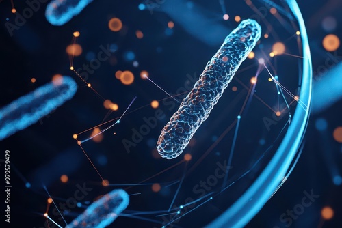 Abstract 3D rendering of bacteria in a petri dish, representing microbiology and scientific research. photo