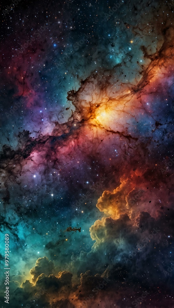 Cosmic starry sky with colorful nebula. Cosmic starry sky with colorful nebula.