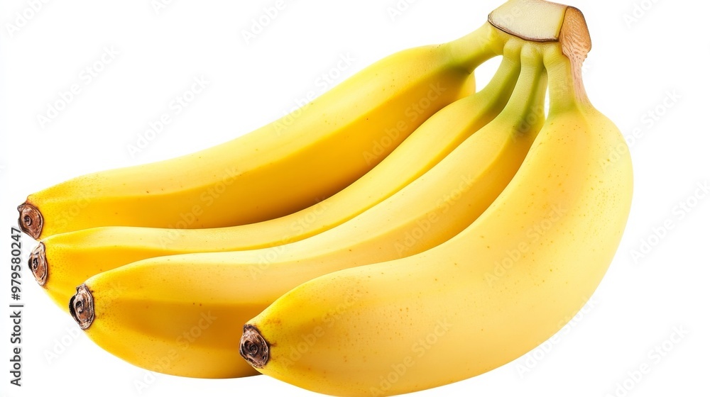 4 whole bananas on white. 4 whole bananas on white.