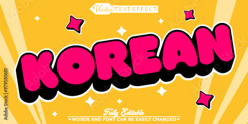 Korean Japan Kawaii Vector Editable Text Effect Template