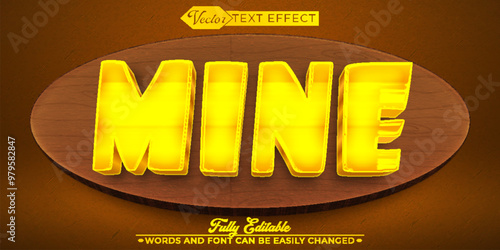 Cartoon Golden Mine Vector Editable Text Effect Template