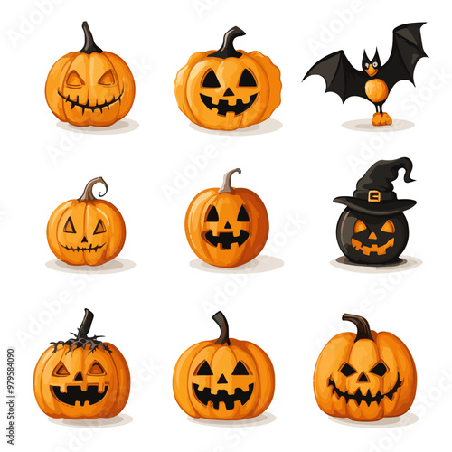 halloween pumpkin icon set