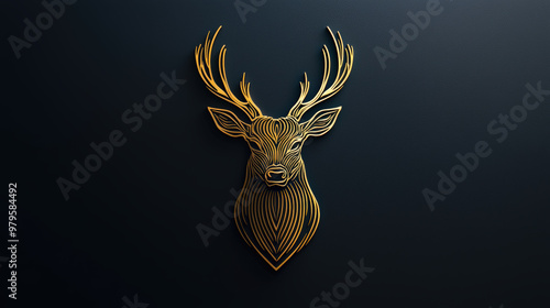 Elegant deer logo with antlers formed by minimal lines, showcasing modern design. This striking image captures essence of nature and sophistication