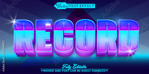 Retro Record Vector Editable Text Effect Template