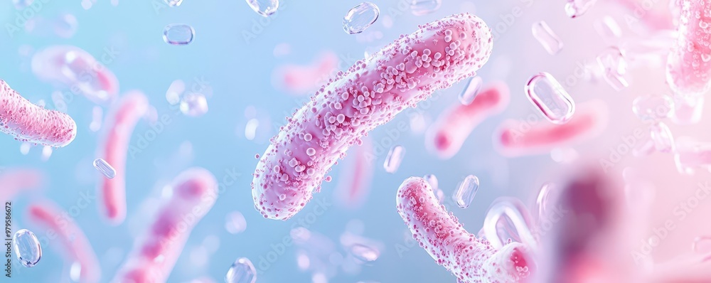 Microscopic view of bacteria in a liquid environment. Microscopic view of bacteria in a liquid environment.