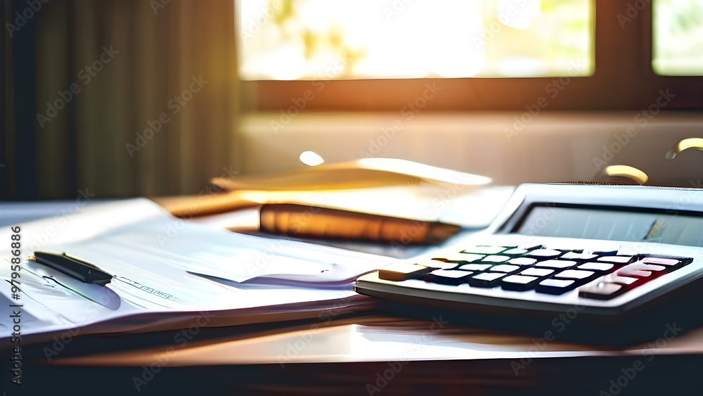 calculator and pen on the table calculator and pen on the table