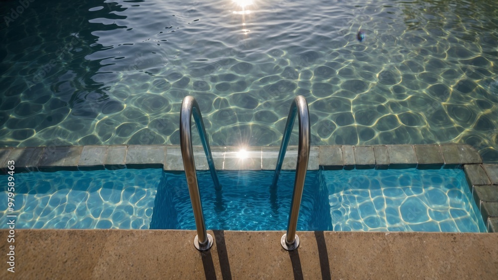 Obraz premium Inviting blue pool with sparkling sunlit ripples