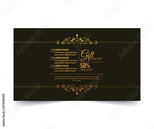 Luxury gold gift voucher template