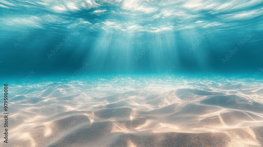 Naklejka premium Tranquil Underwater Scene with Sunlight