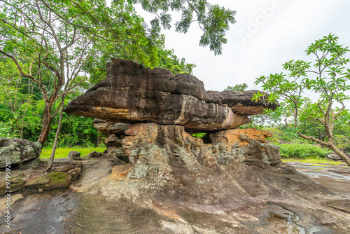 Unusual large rock formation stacking.