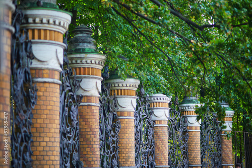 Beautiful grill of Mikhailovsky Gardenin Saint-Peterburg, Russia. photo