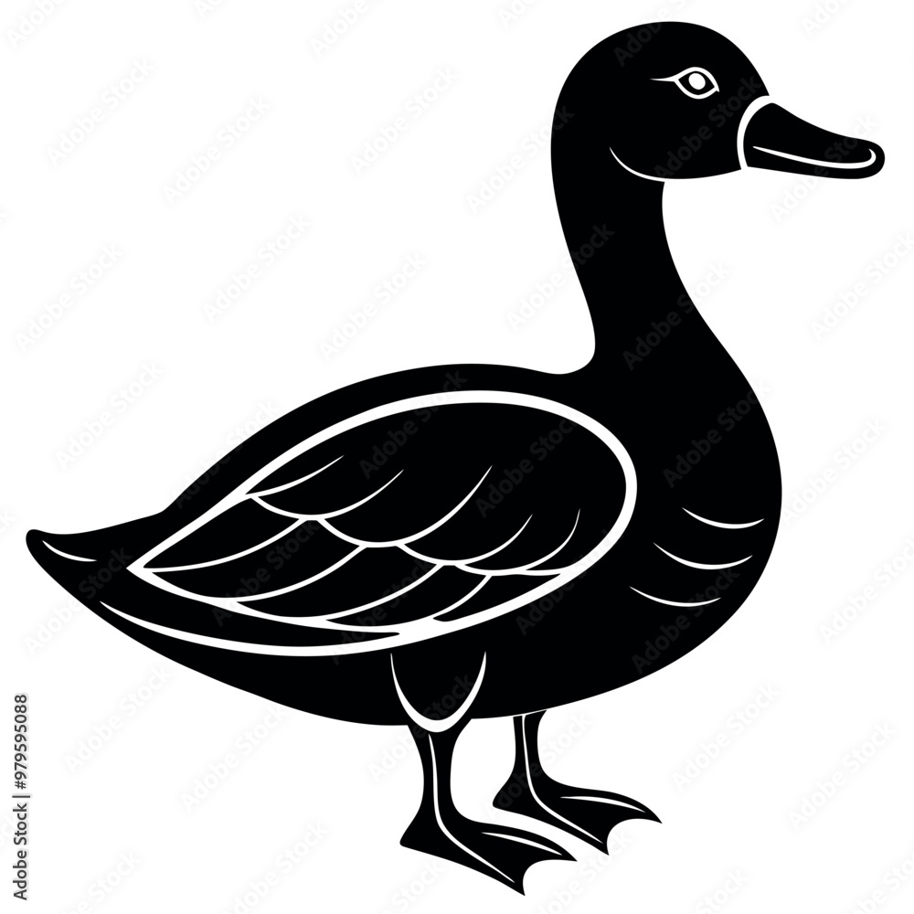 Beautiful duck silhouette vector illustration.
Beautiful duck silhouette vector illustration.