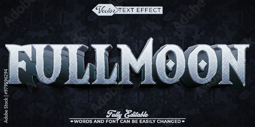 Cartoon Horror Full Moon Vector Editable Text Effect Template