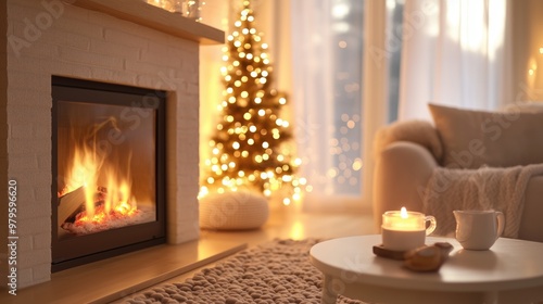 Wallpaper Mural Hygge concept cozy living room near the fireplace and candles Torontodigital.ca