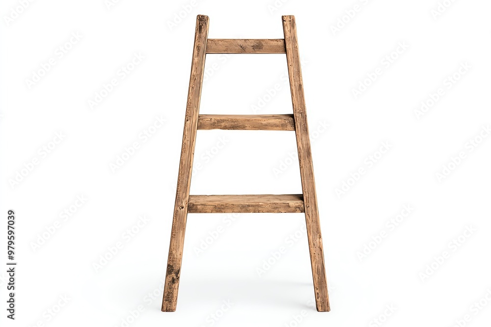 A wooden ladder featuring three steps, ideal for home improvement or artistic decor. A wooden ladder featuring three steps, ideal for home improvement or artistic decor.